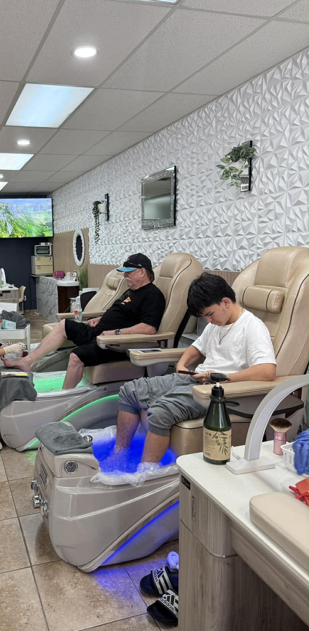 Guests enjoying the pedicure area